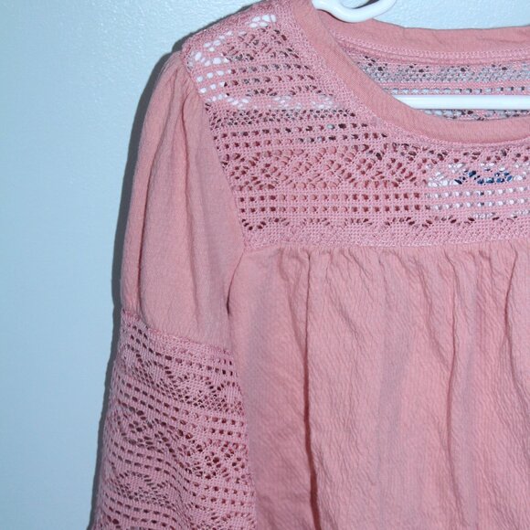 Old Navy Size S 6/7 LS Pink Shirt Lace - Picture 2 of 2